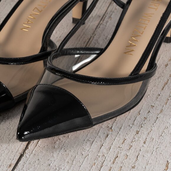 Stuart Weitzman Womens Mondrian 50 Slingback Color Black/Flannel Size 8 B - Picture 9 of 11